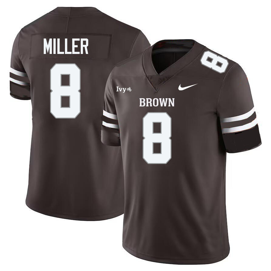 Brown Bears #8 Solomon Miller College Football Jerseys,Uniforms Stitched-Brown